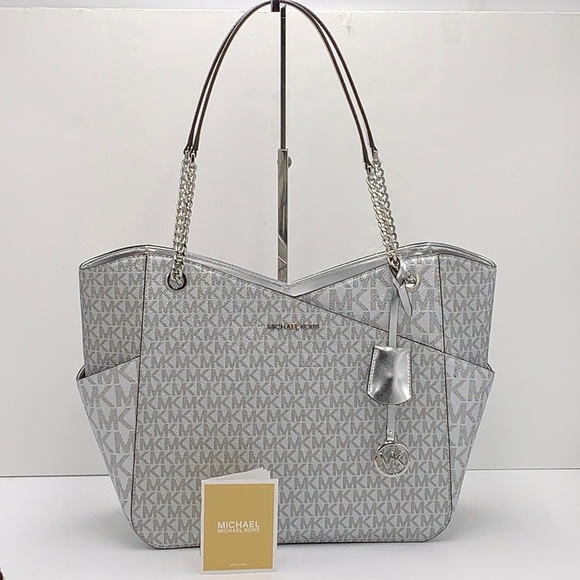 Michael Kors Jet Set Travel Large Chained Tote Shoulder Bag MK 
Silver

NWT - Picture 4 of 16